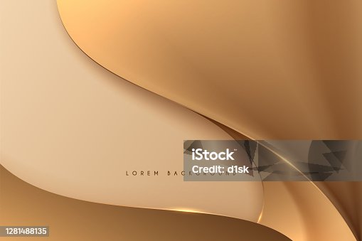 istock Abstract golden smooth wave background 1281488135