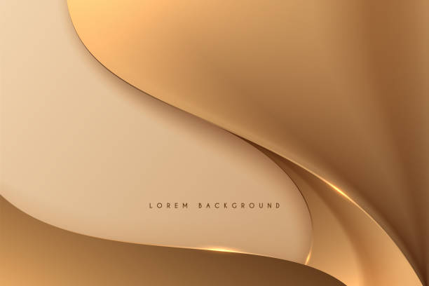 latar belakang gelombang halus emas abstrak - megah konsep ilustrasi stok