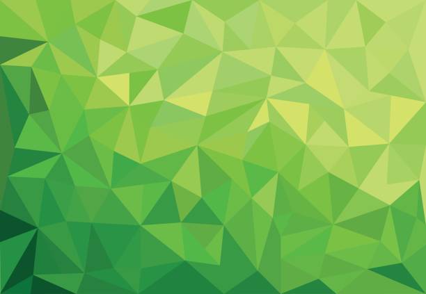 abstract green background with triangles Green abstract geometrical spring background with triangles two dimensional shape stock illustrations