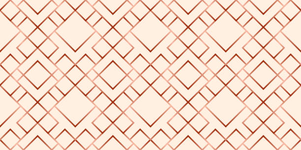 Abstract grid rose gold geometric seamless pattern Abstract grid rose gold geometric seamless pattern. Copper color geometry vector repeatable background. chess patterns stock illustrations