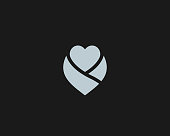 Abstract heart flower logo icon design modern minimal style illustration. Gift care baby vector emblem sign symbol mark logotype.