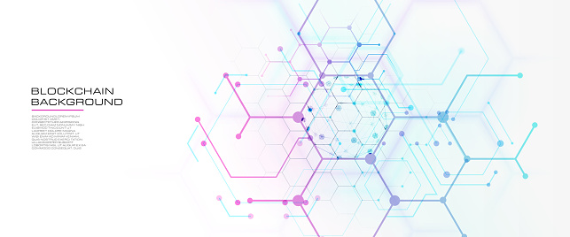 Abstract Hexagonal Blockchain Network Background
