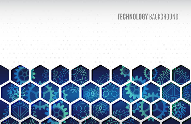 Abstract hexagons science background. Abstract hexagons science background. Hi-tech digital technology and engineering concept mechanic backgrounds stock illustrations