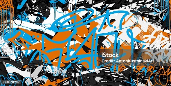 istock Abstract Hip Hop Street Art Graffiti Style Urban Calligraphy Vector Illustration Background Art 1360170989