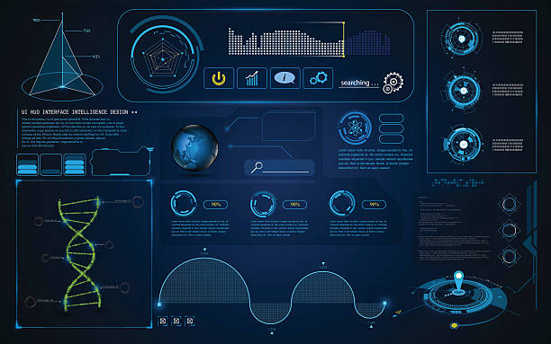 abstract HUD interface UI Screen smart technology innovation concept abstract HUD interface UI Screen smart technology innovation concept template background eps 10 vector dna drawings stock illustrations