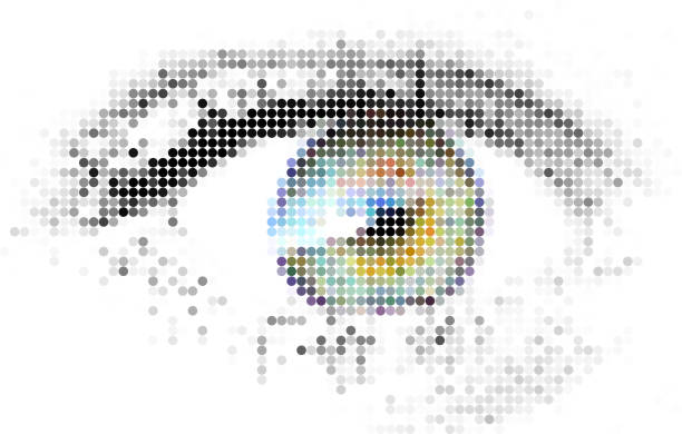 Abstract human - digital - eye Abstract human - digital - eye made from circles eye backgrounds stock illustrations
