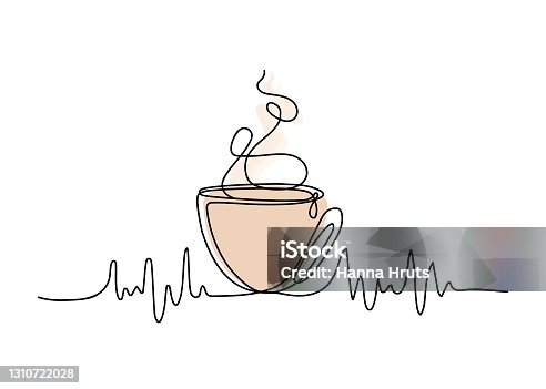 istock Abstract icon with line coffee. Continuous one line drawing. Vector hand drawing. 1310722028
