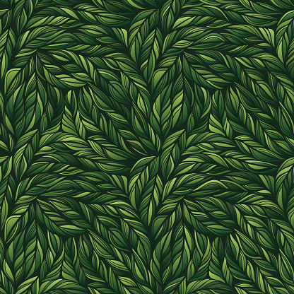 Abstract leaves seamless background in green color.
