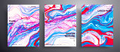 istock Abstract liquid banner, fluid art vector texture collection. Trendy background that applicable for design cover, invitation, presentation and etc. Blue, red, pink and white creative surface template. 1341849860