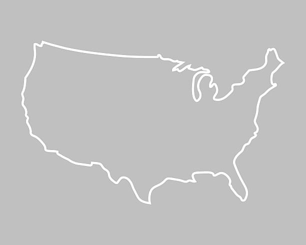 abstract map of United States white abstract outline of map of United States on grey background outline stock illustrations