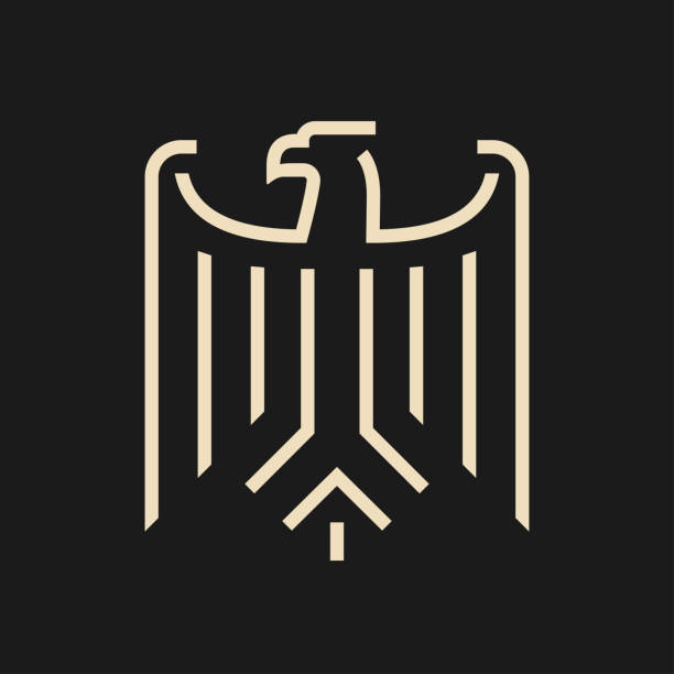 Abstract minimal eagle symbol Abstract stylized eagle like coat of arms of Germany. Minimal modern symbol on black background. german culture stock illustrations
