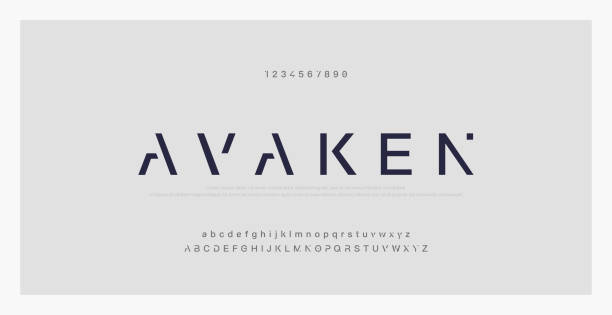 abstrak font alfabet modern minimal. teknologi tipografi elektronik musik digital font kreatif masa depan. ikutansi vektor - jarang ilustrasi stok