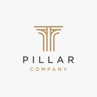Abstract minimalist corporate pillar icon vector on white background