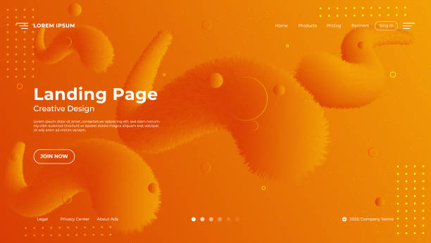 abstrakte moderne flüssigkeit orange gradient landing page hintergrund. - orange farbe stock-grafiken, -clipart, -cartoons und -symbole