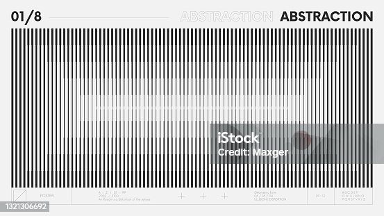 istock Abstract modern geometric banner with simple shapes in black and white colors, graphic composition design vector background, vertical lines with halftone transition effect 1321306692