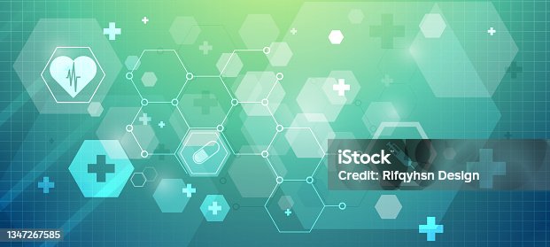 istock Abstract Modern Hexagonal Medical Background Design. Geometric abstract background with hexagons. Honeycomb, science and technology vector illustration 1347267585