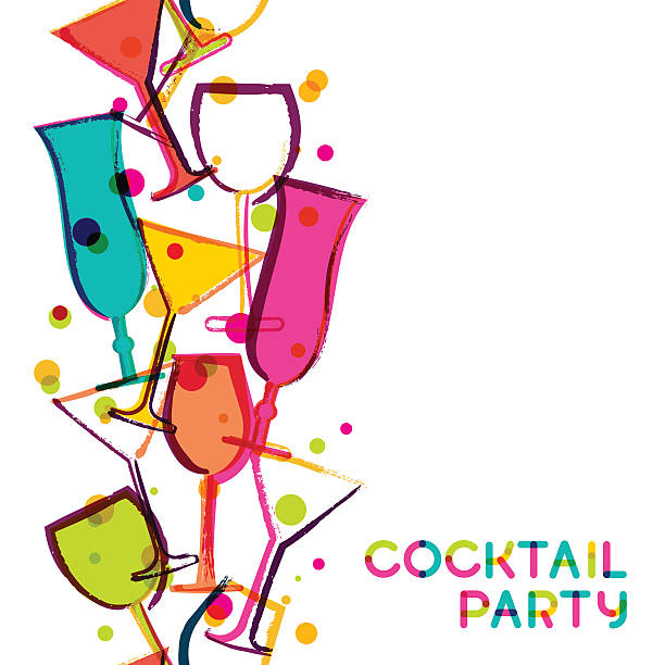 Abstract multicolor cocktail glasses. Abstract multicolor cocktail glasses. Watercolor seamless vertical vector white background. Creative concept for bar menu, party, alcohol drinks, holidays, flyer, brochure, poster, banner. cocktail patterns stock illustrations