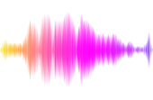 Abstract multicolored sound wave with lines on white background. Vector illustration.