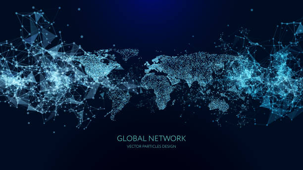 abstrakter netzwerkhintergrund - globale kommunikation stock-grafiken, -clipart, -cartoons und -symbole