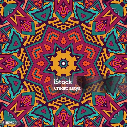 istock Abstract ornametal  vector ethnic tribal pattern 611595204