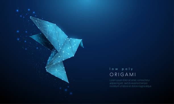 illustrazioni stock, clip art, cartoni animati e icone di tendenza di uccello origami di carta astratto. design in stile poli basso. - origami