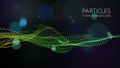 Abstract illustration of particle wave pattern  with copy space