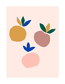istock Abstract Peaches with Leaves in a Trendy Minimalist Style. Vector Collage illustrations from Paper Cut Fruit 1329630331