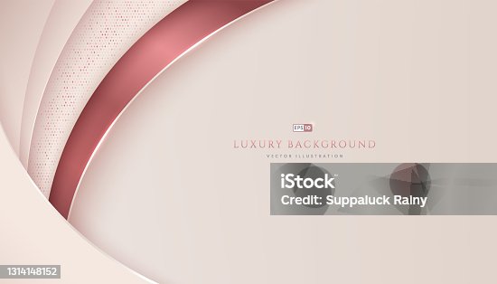 istock Abstract pink gold curve geometric overlapping on cream color background with space for your text. Shiny glitter decorate. Luxury and elegant style. Modern and minimal template. Vector illustration. 1314148152