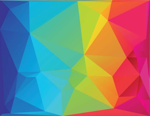 Abstract polygon spectrum background Differently sized triangular shape in full color spectrum tessellation stock illustrations