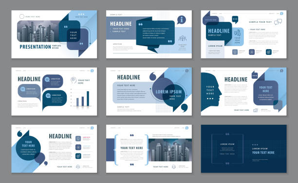 Abstract Presentation Templates, Infographic Blue elements Template design set Abstract Presentation Templates, Infographic Blue elements Template design set for Brochures, flyer, leaflet, magazine, invitation card, annual report, Questions and Answers, social networks, talk bubbles vector, company profile, simple design communication drawings stock illustrations
