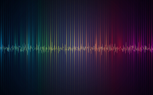 Abstract rainbow sound wave lines background