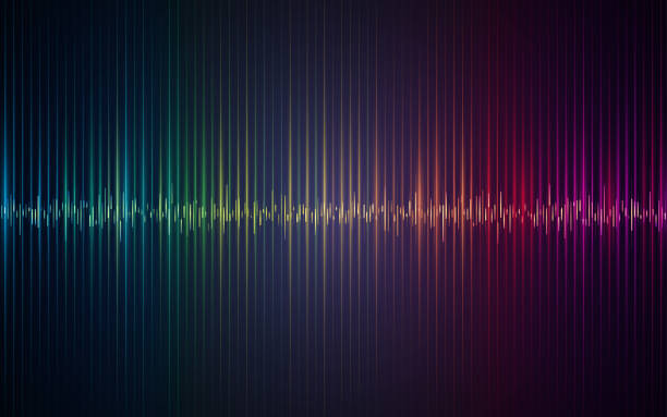 Abstract rainbow sound wave lines background vector art illustration