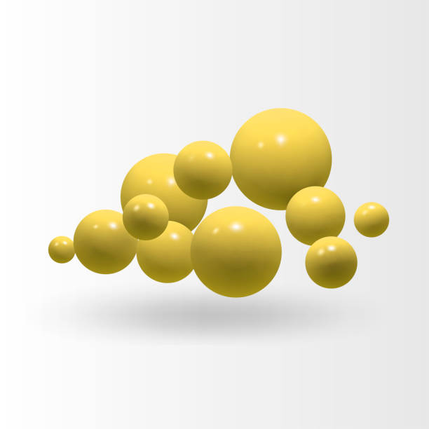 illustrations, cliparts, dessins animés et icônes de abstraits réalistes 3d jaunes sphères isolés sur fond blanc. illustration vectorielle - round mirror
