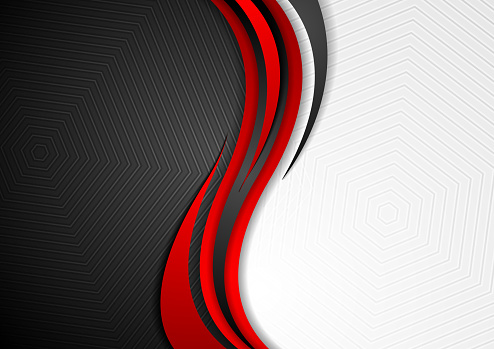 Abstract red black grey wavy tech background