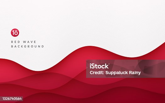 istock Abstract red layers wavy shape on white background with line wave texture. Modern and minimal curve pattern design. You can use for cover, brochure templates, posters, banner web, print ads, etc. 1326740564