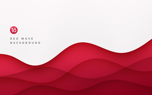 Abstract red layers wavy shape on white background with line wave texture. Modern and minimal curve pattern design. You can use for cover, brochure templates, posters, banner web, print ads, etc.