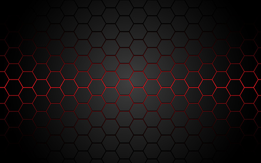 Abstract red light hexagon line in grey modern luxury futuristic background vector illustration.