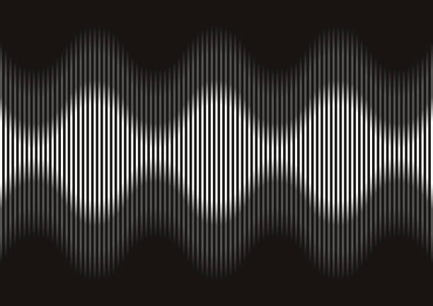 Abstract Rhythmic Sound Waves Vector Illustration of an Abstract Rhythmic Sound Waves Movement on a Black Background electromagnetic stock illustrations