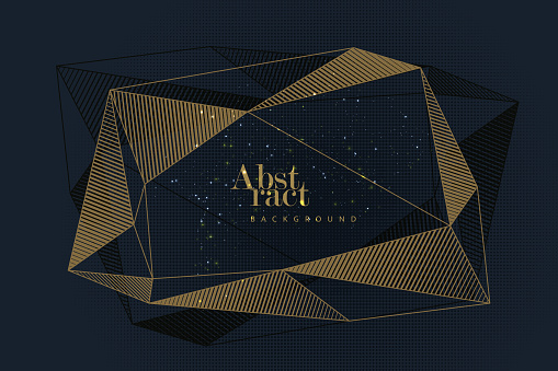 Abstract royal blue and gold frame template background