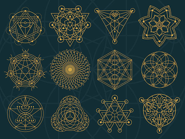 Abstract Sacred Geometry and Magic Symbols Set 3 vector art illustration
