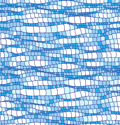 abstract seamless pattern, blue waves, textured water surface, decorative mosaic, design for textile and fabric