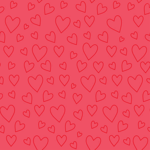 stockillustraties, clipart, cartoons en iconen met abstracte naadloze patroon met rood hart op roze achtergrond - valentines day
