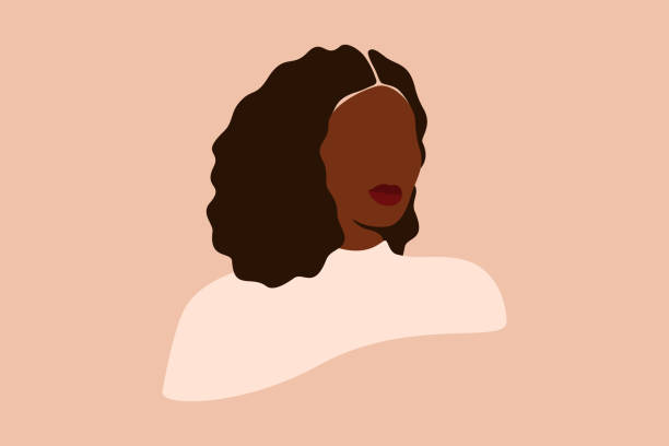 Abstract Silhouette of Black woman with curly hair. Confident young female with dark brown skin portrait. Abstract Silhouette of Black woman with curly hair. Confident young female with dark brown skin portrait. Vector illustration for International Women's Day and Mother's day. beauty clipart stock illustrations