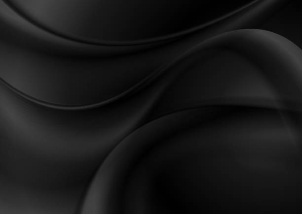 stockillustraties, clipart, cartoons en iconen met abstracte gladde zwarte kleur golvende vector achtergrond - black fabric