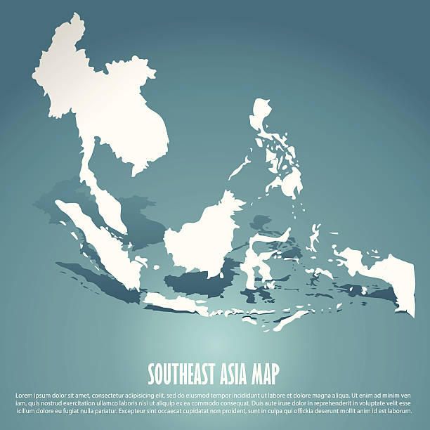 stockillustraties, clipart, cartoons en iconen met abstract southeast asia map - association of southeast asian nations
