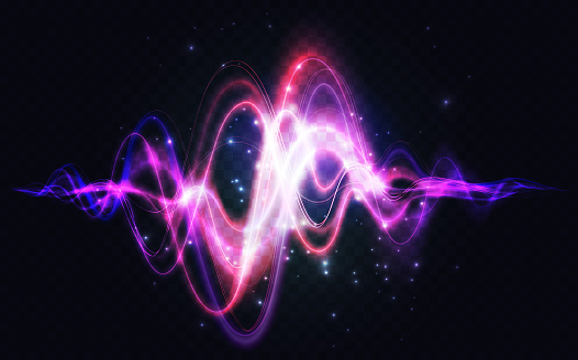 Abstract spectrum sound wave, glowing light effect motion, neon graph energy element