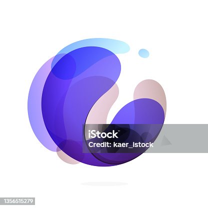 istock Abstract sphere blue water logo. Yin Yang symbol. Modern vector icon in a sphere with splashes. 1356515279