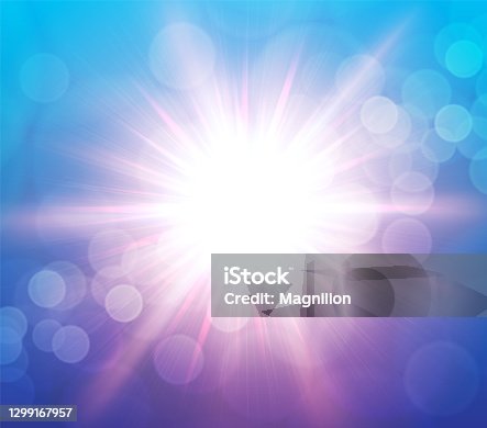 istock Abstract Spring Sun Blue-Pink Background with bokeh 1299167957