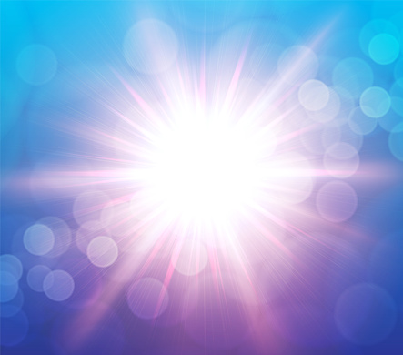 Abstract Spring Sun Blue-Pink Background with bokeh