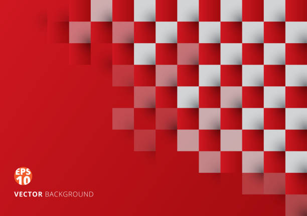 Abstract square red and white geometric pattern background with copy space. Chessboard. Abstract square red and white geometric pattern background with copy space. Chessboard. Vector illustration chess backgrounds stock illustrations